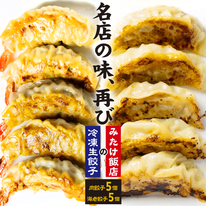 冷凍生餃子 【肉餃子5個＋えび餃子5個】 ／ 餃子 ぎょうざ ギョウザ ギョーザ 中華惣菜 【みたけ飯店の餃子】