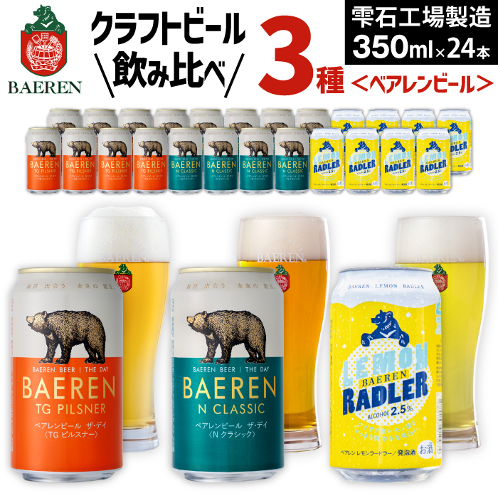 ベアレンビール 缶ビール 3種 飲み比べ 350ml 24缶 ／ 酒 ビール クラフトビール 地ビール 缶 発泡酒 ２４本 24本 味比べ セット ラガービール ラガー ピルスナー ドルトムンダー エクスポート レモン ラードラー 低アルコール フルーツビール お酒 お取り寄せ 家庭用 自宅用 晩酌 ご褒美 ギフト プチギフト プレゼント 贈答用 贈り物 人気 おすすめ