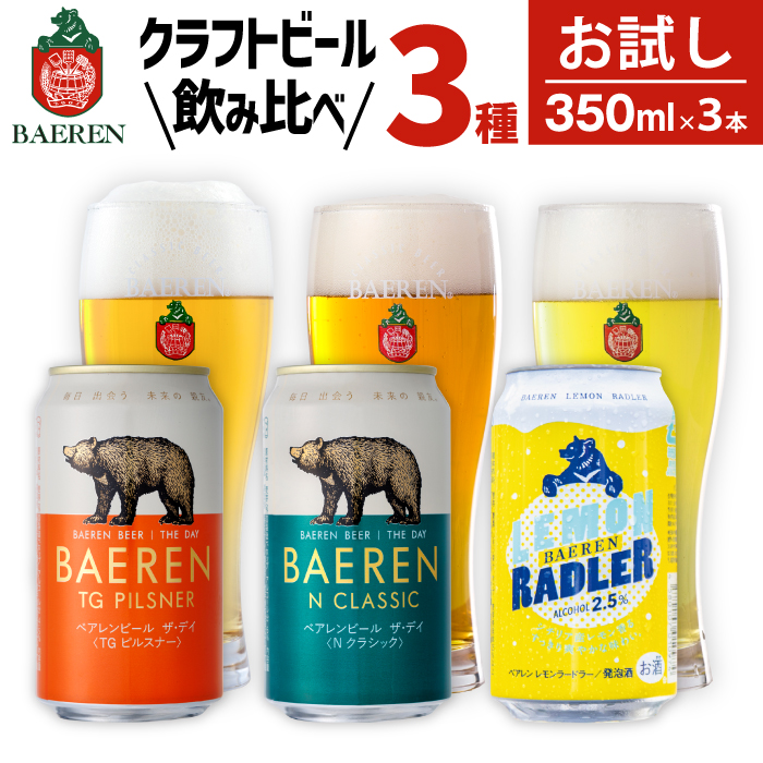 ベアレンビール 缶ビール お試し 3種 飲み比べ 350ml 3缶 ／ 酒 ビール クラフトビール 地ビール 缶 発泡酒 ３本 3本 味比べ セット ラガービール ラガー ピルスナー ドルトムンダー エクスポート レモン ラードラー 低アルコール フルーツビール お酒 お取り寄せ 家庭用 自宅用 晩酌 ご褒美 人気 おすすめ
