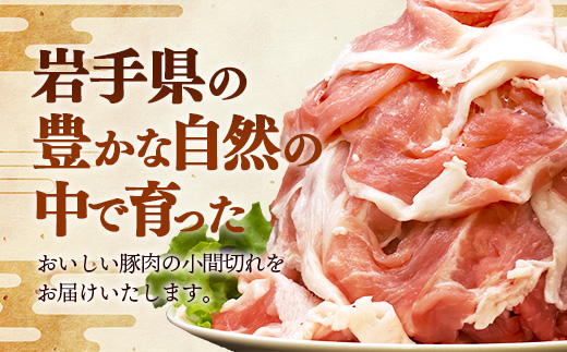 【定期便3か月】岩手県産豚肉小間切れ約1.0kg(500g×2P)×3か月 国産 豚肉 肉 豚 小間切れ お肉 小分け 赤身 旨み 料理 焼肉 野菜炒め 生姜焼き 冷凍 岩手県 岩手町