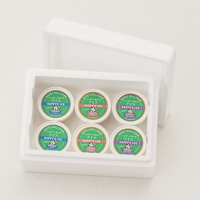 ハッピーさんのアイス ４種類６個入り アイスクリーム カップ スイーツ あいす セット ギフト プレゼント 贈り物 夏 ミルク バニラ ストロベリー ブルーベリー