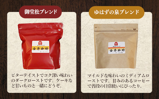 オリジナルブレンド豆2種400g コーヒー 珈琲 コーヒー豆 焙煎 自家焙煎 ブレンド 中煎り 深煎り セット ミディアムロースト マイルド 甘み コク ビター ビターテイスト 岩手県 岩手町 ヴィラ 金井珈琲