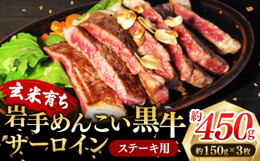 岩手めんこい黒牛 サーロイン ステーキ 約450g