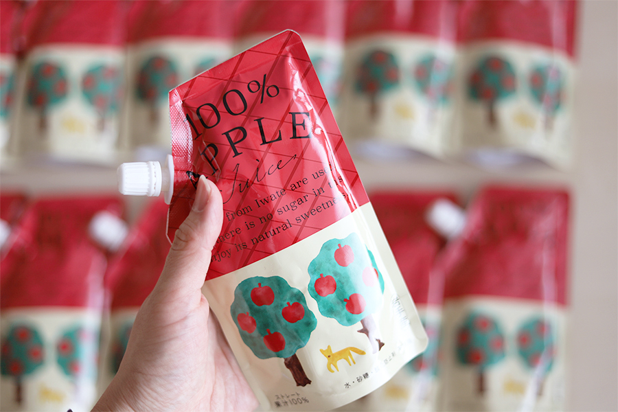 岩手県産りんご100％ 無添加ジュース パウチ 200g×12個 (BD002)