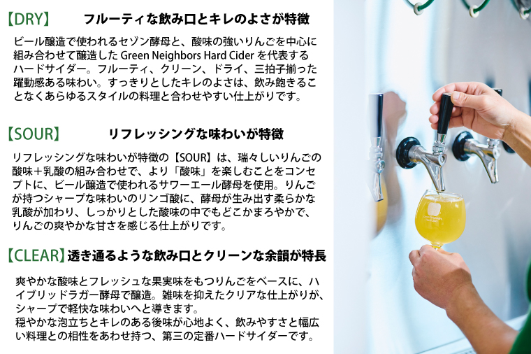 【Green Neighbors Hard Cider】FLAGSHIP 3種12本set (DRY, SOUR, CLEAR)【毎月数量限定】 (DB014) 12本