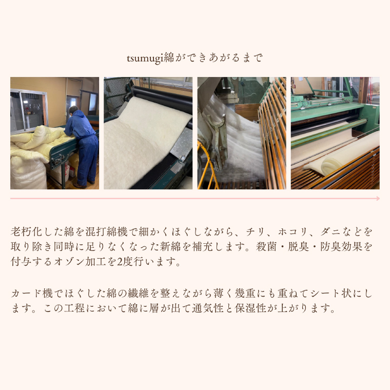 ＼受注生産・職人手作りふとん／ダブル tsumugi 綿ふとん【掛・敷セット】 (EO009)
