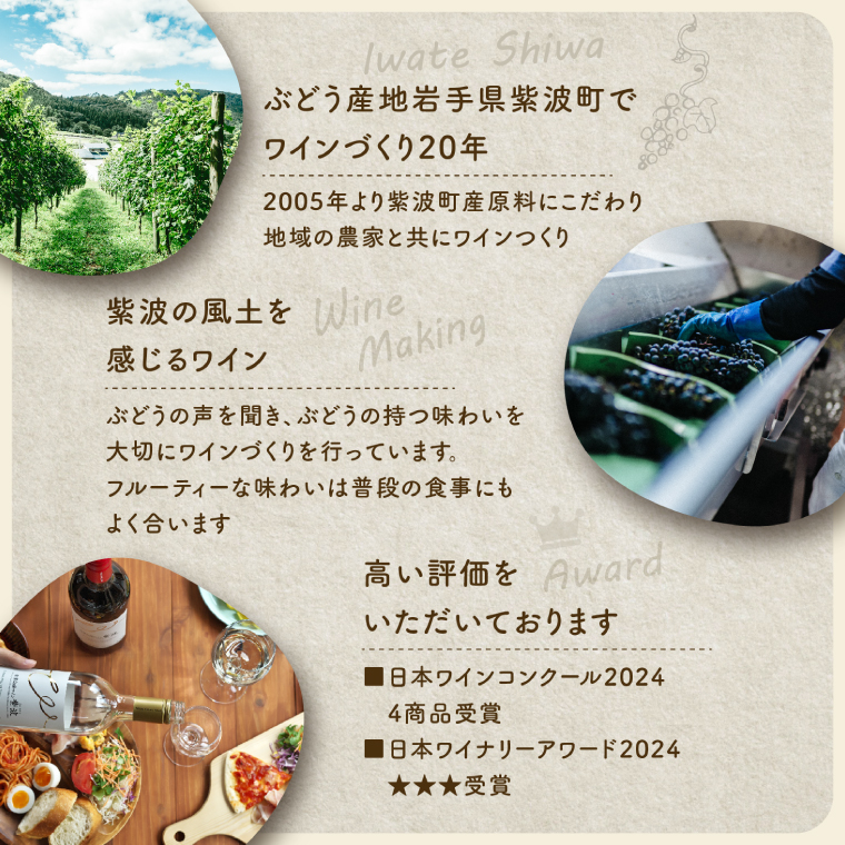 紫波ベーリーＡ＆ヤマソービニオン (AL102) ワイン 甘口 赤 ブドウ 国産ワイン 自園自醸ワイン 日本ワイン 紫波町