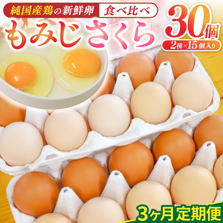 純国産鶏【さくらともみじ】純たまご30個 (破損保証5個含む)【3ヶ月連続お届け】 (AJ032)
