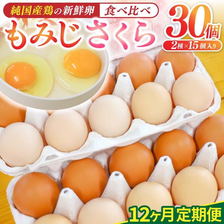 純国産鶏【さくらともみじ】純たまご30個 (破損保証5個含む)【12ヶ月連続お届け】 (AJ034)