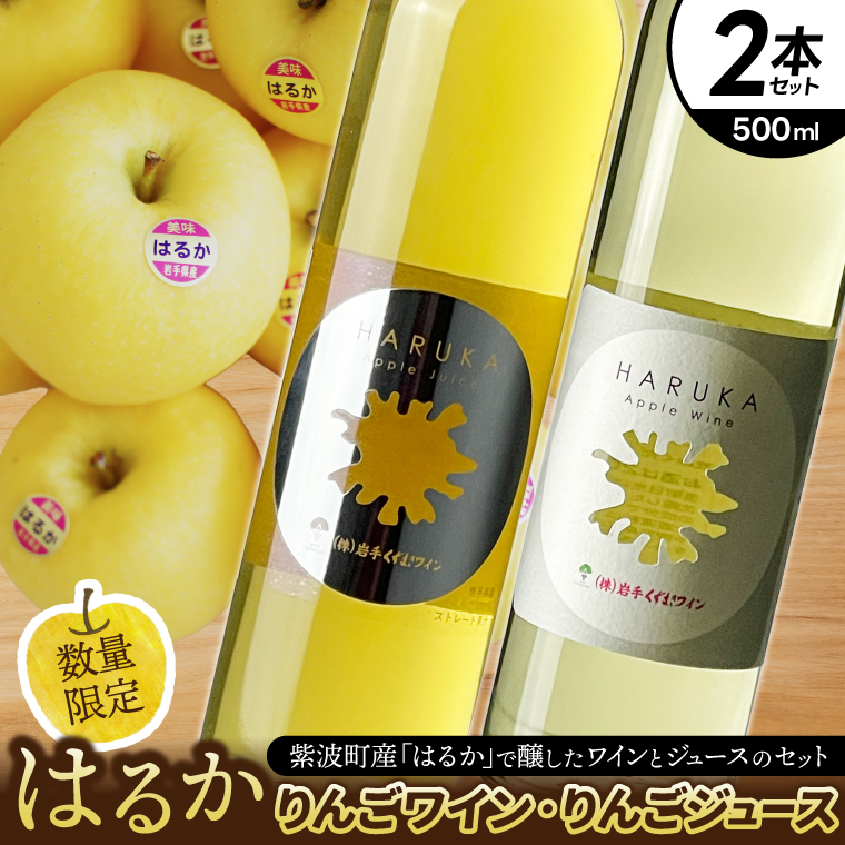 はるか りんごジュース・りんごワイン セット【ジュース 果汁100％ ストレートジュース フルーツジュース ワイン 岩手県 紫波町産 りんご】 (EX003) りんごジュース・りんごワイン セット
