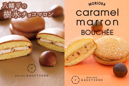 ＼期間限定／花月堂【人気2種類セット 12個入り】盛岡キャラメルマロンブッセ 6個入り & 八幡平の樹氷チョコマロン 6個入り (AQ058-2)