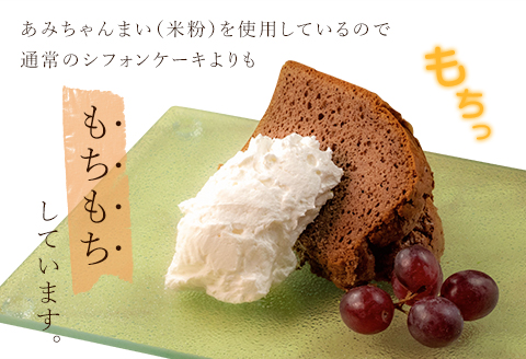 グルテンフリー！米粉で作ったもっちりシフォンケーキ　ココア味（4～6人分）