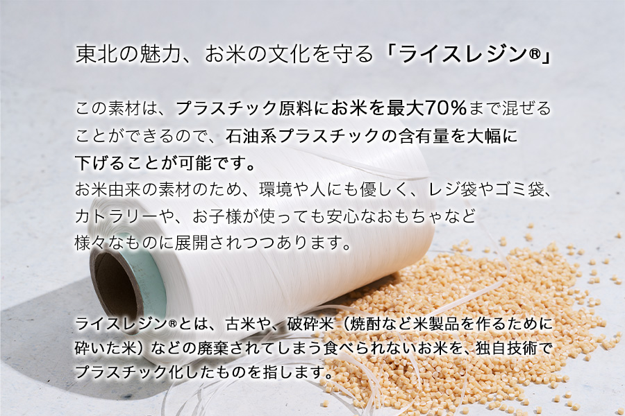 幸せをはこぶお米のふくろ　 カムサックミニトートRR　ライスレジン　黒