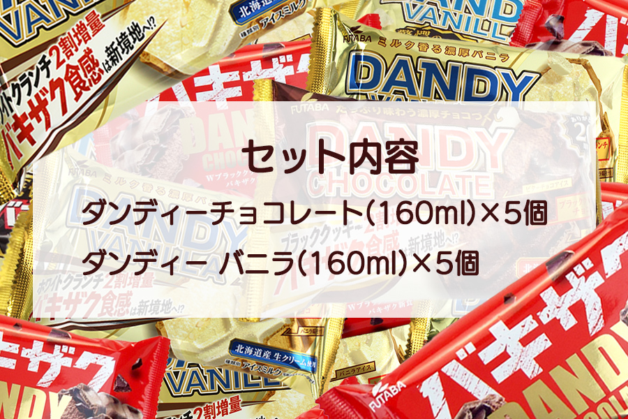 フタバ食品　アイス10個　ダンディーチョコレート＆バニラセット　2種類各5個