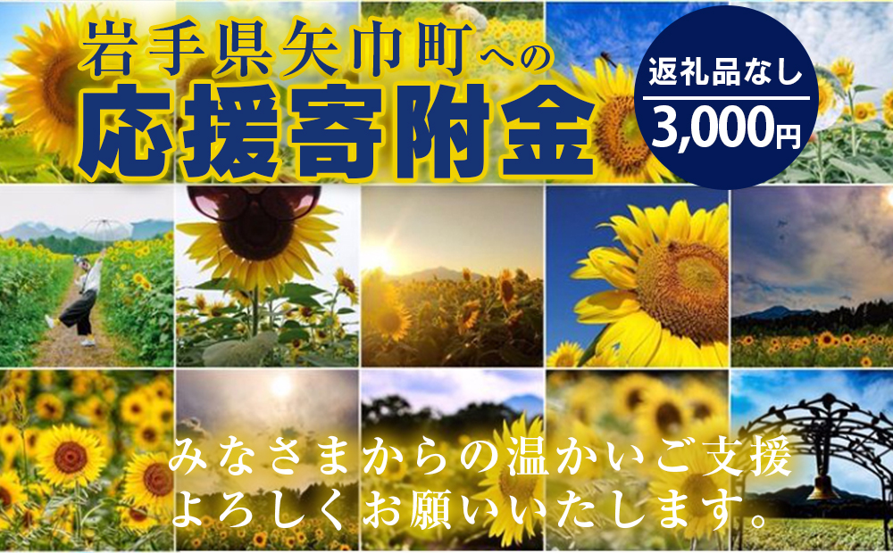 岩手県矢巾町(やはばちょう)応援寄附金(※返礼品なし)3,000円