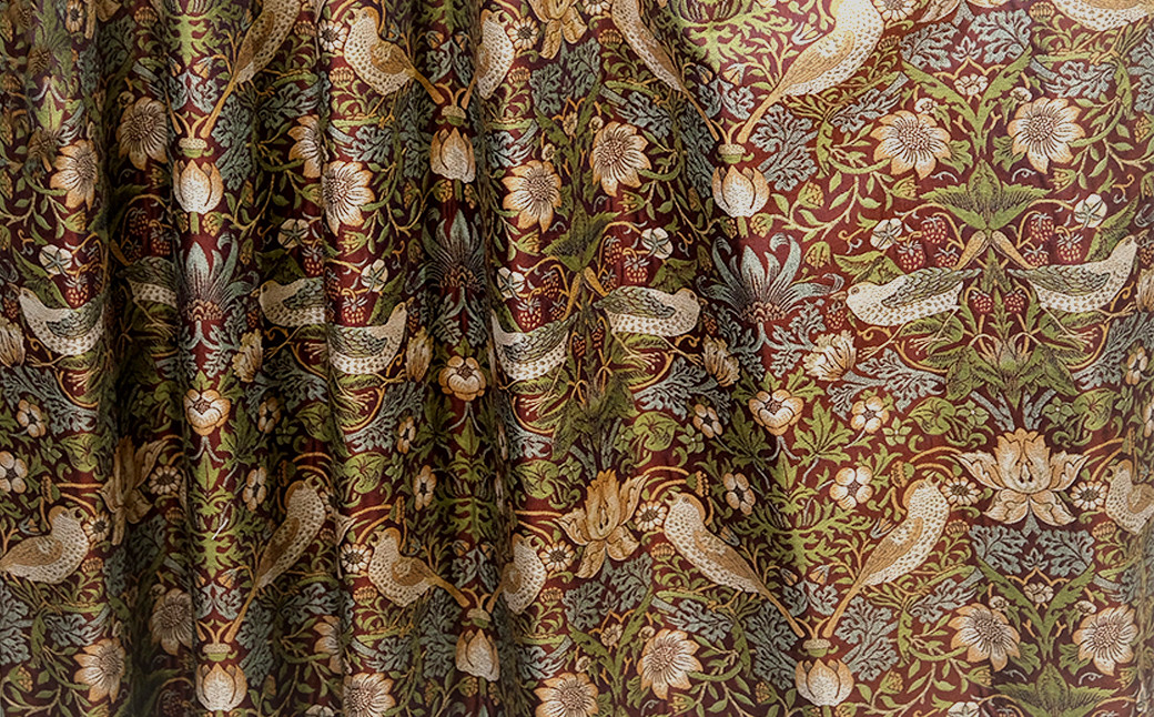 オーダーカーテン　ウィリアムモリス「いちご泥棒　赤」　サイズ：巾190cm×丈240cm / オーダー カーテン 新生活 模様替え インテリア 1枚 レッド おしゃれ シンプル 重厚感【cbi917-berr-r】