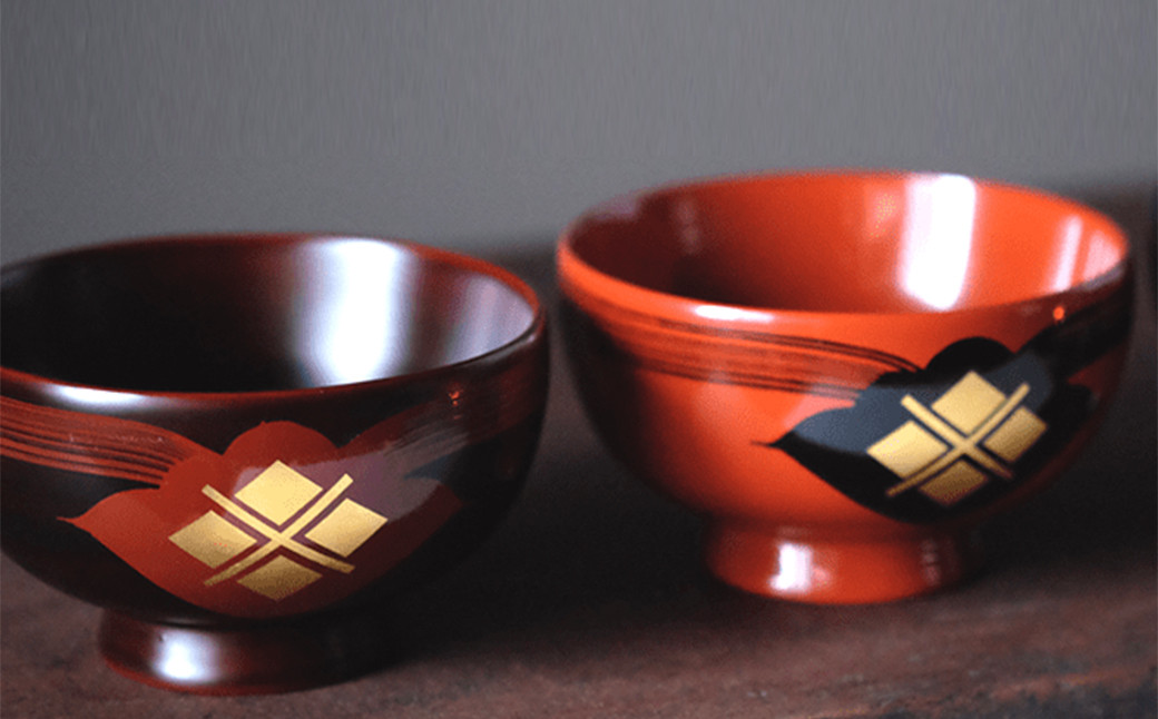 汁椀　花塗り　秀衡一つ雲　2個（溜め2個） / 漆器 お椀 吸い物椀 おわん 食器 ペア 夫婦椀 漆椀 漆塗 うるしぬり 手塗り 木製 伝統工芸品 和 お正月 高級 結婚 新築祝い お祝い 贈答 贈り物 プレゼント ギフト 香典返し お返し おもてなし【ocy915-hit-2-t-tA】