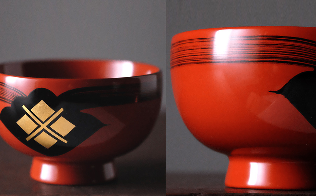 汁椀　花塗り　秀衡一つ雲　2個（朱2個） / 漆器 お椀 吸い物椀 おわん 食器 ペア 夫婦椀 漆椀 漆塗 うるしぬり 手塗り 木製 伝統工芸品 和 お正月 高級 結婚 新築祝い お祝い 贈答 贈り物 プレゼント ギフト 香典返し お返し おもてなし【ocy915-hit-2-r-rA】