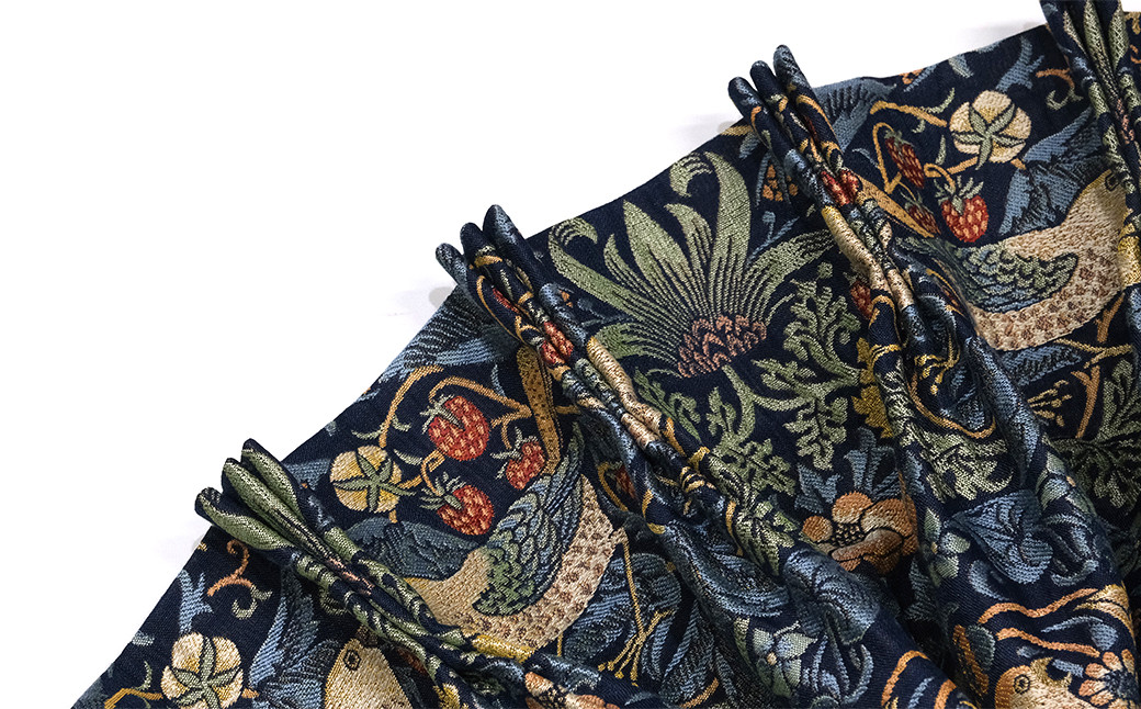 オーダーカーテン　ウィリアムモリス「いちご泥棒　青」　サイズ：巾190cm×丈240cm / オーダー カーテン 新生活 模様替え インテリア 1枚 ブルー おしゃれ シンプル 重厚感【cbi917-berr-c】