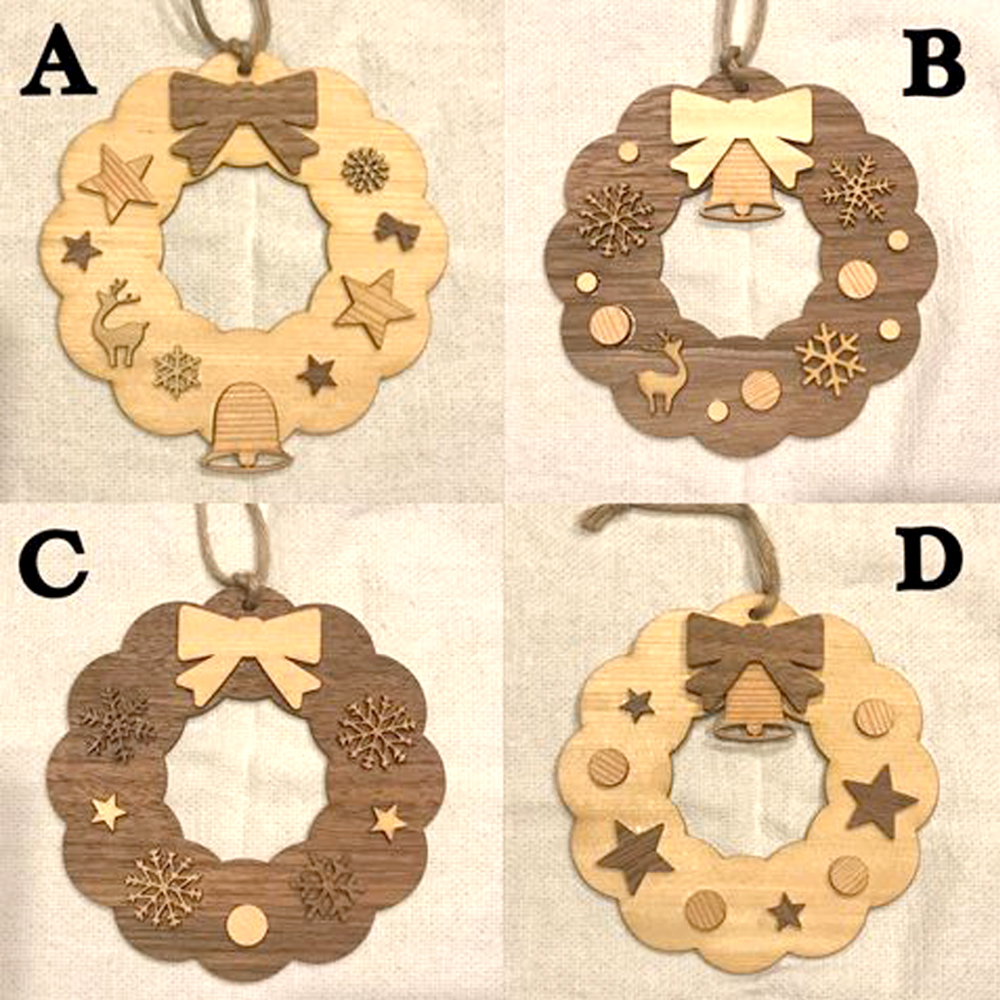 【選べる4種類】親子で作ろう！リース制作キット（本体：1、パーツ：15個・木工ボンド）