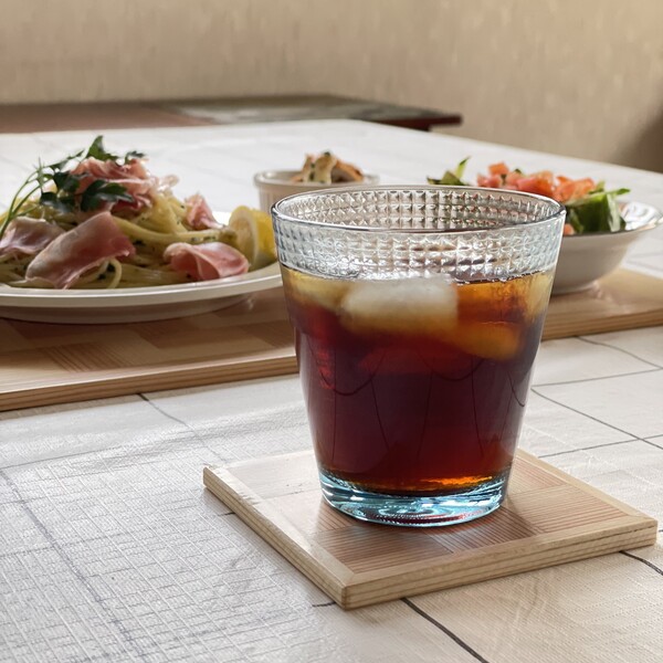 木目格子コースター【2枚セット】