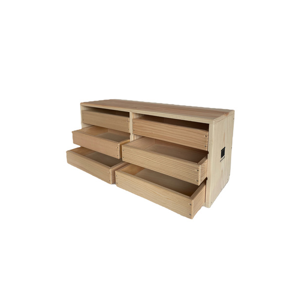 【いくら箱】の引き出し (中サイズ 3段×2列)｜香り 経年変化 天然 杉の木 小物入れ 保存性 防湿性 インテリア 無塗装 リラックス 味わい デザイン 木 岩手県 大槌町 碇川製函