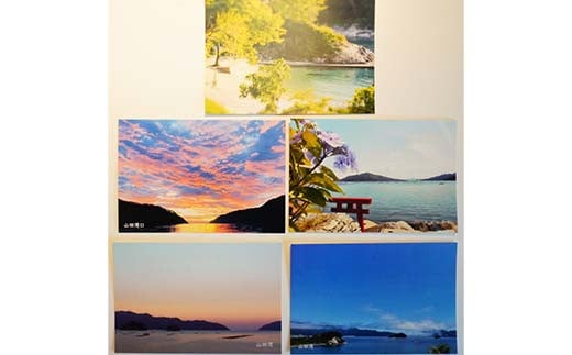 Officeマツモトの山田の風景ポストカード5枚・ヤマダちゃん（一筆箋・ピンバッチ）セット 三陸山田 山田町 文具 手紙 便箋 ゆるキャラ  YD-851