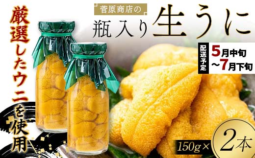 【2026年先行予約】菅原商店の生うに150g 2本 無添加ウニ キタムラサキウニ 特選 ミョウバン不使用【沖縄・離島配送不可】  YD-902