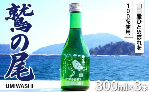 鷲の尾 UMIWASHI（海鷲）300ml×3本セット【びはんコーポレーション】三陸山田 山田町 日本酒 酒 うみわし 山田の酒 生原酒 冷酒  YD-1074