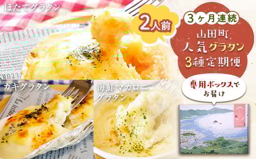 ＜３ヶ月連続でお届け＞大人気！ホタテとカキと海の幸のグラタン定期便 ≪2人前≫ 三陸山田 山田町 詰め合わせ セット 海産物 海産品 酪産物 乳製品 かき ほたて 海鮮  YD-840