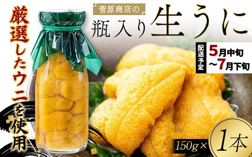 【2026年先行予約】菅原商店の生うに150g 1本 無添加ウニ キタムラサキウニ 特選 ミョウバン不使用【沖縄・離島配送不可】  YD-901