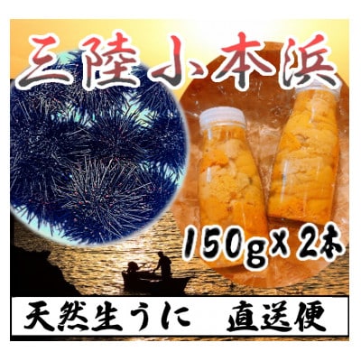 三陸小本浜産　生ウニ(牛乳瓶・150g)2本入り【配送不可地域：離島・沖縄県・九州】