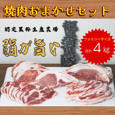 龍泉洞黒豚おまかせ焼肉セット　4kg(4000g)【配送不可地域：離島】