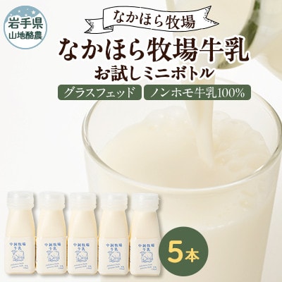 【毎月定期便】なかほら牧場 お試し牛乳ミニボトル5本セット全6回【配送不可地域：離島】