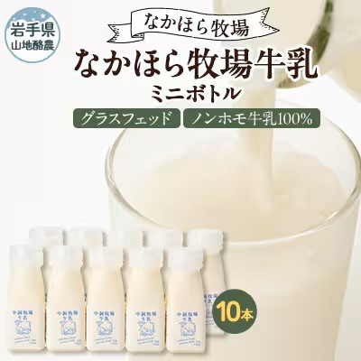 【毎月定期便】なかほら牧場 牛乳ミニボトル 10本全3回【配送不可地域：離島】
