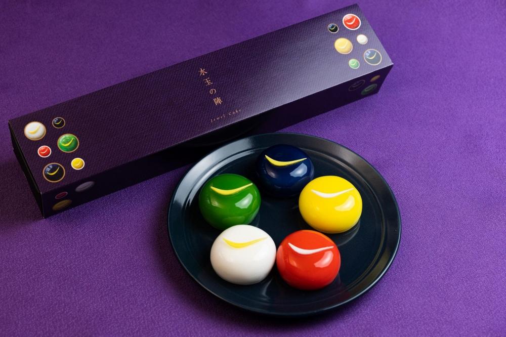 「水玉の陣」 - Gift Box 5 piece -　【お菓子・チーズケーキ・水玉の陣・5個・宝石・上品・華やか・スイーツ・クリームチーズ・ブルーベリー・ゆず・ずんだ地元食材】