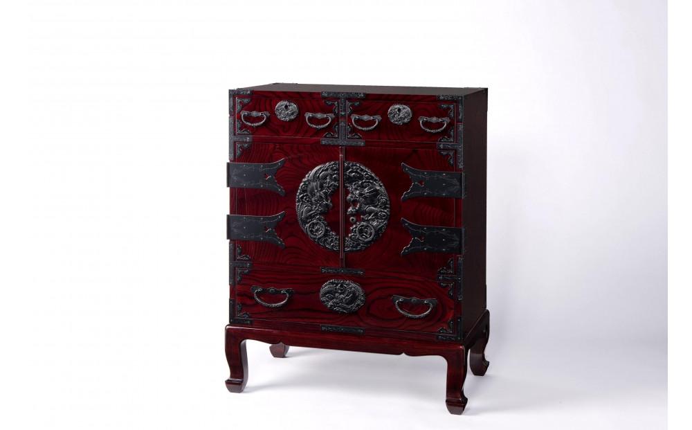 仙台箪笥　二尺猫足　両開き　木地呂塗【伝統 工芸品 グッドデザイン賞 タンス たんす 和タンス 仙台】