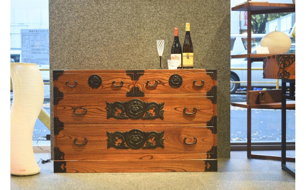 仙台箪笥　整理箪笥L-ロータイプ　拭き漆【伝統 工芸品 タンス たんす 和タンス 仙台】