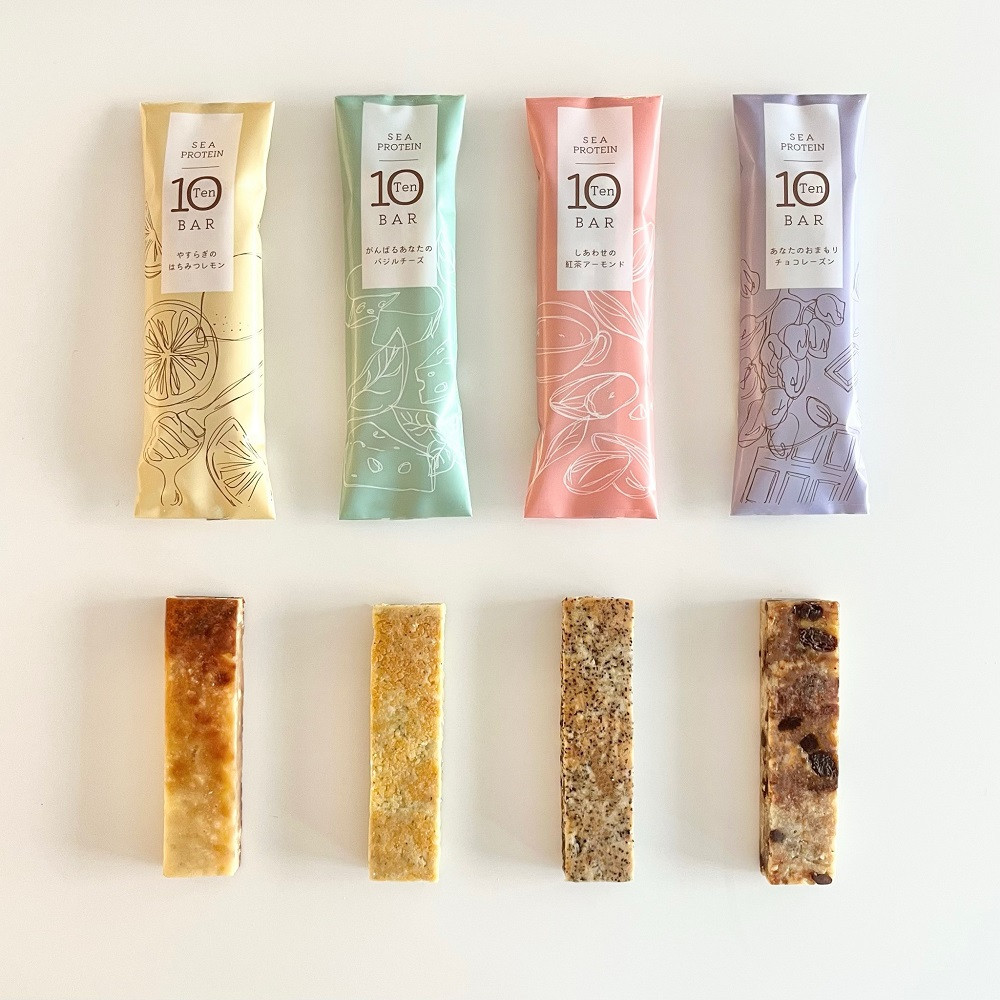 【定期便全4回】鐘崎　魚と大豆のWたんぱく質 「シープロテイン10BAR（12本セット）」４種の味を楽しめる