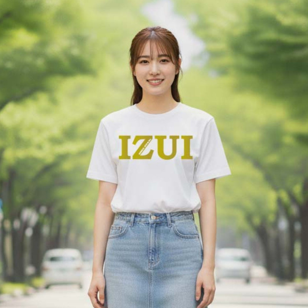 魔法の言葉「いずい」で もちつもたれつ「 IZUI Tシャツ 」 厚地 ホワイト×ゴールド　2Lサイズ【衣料 ファッション 人気 おすすめ 】