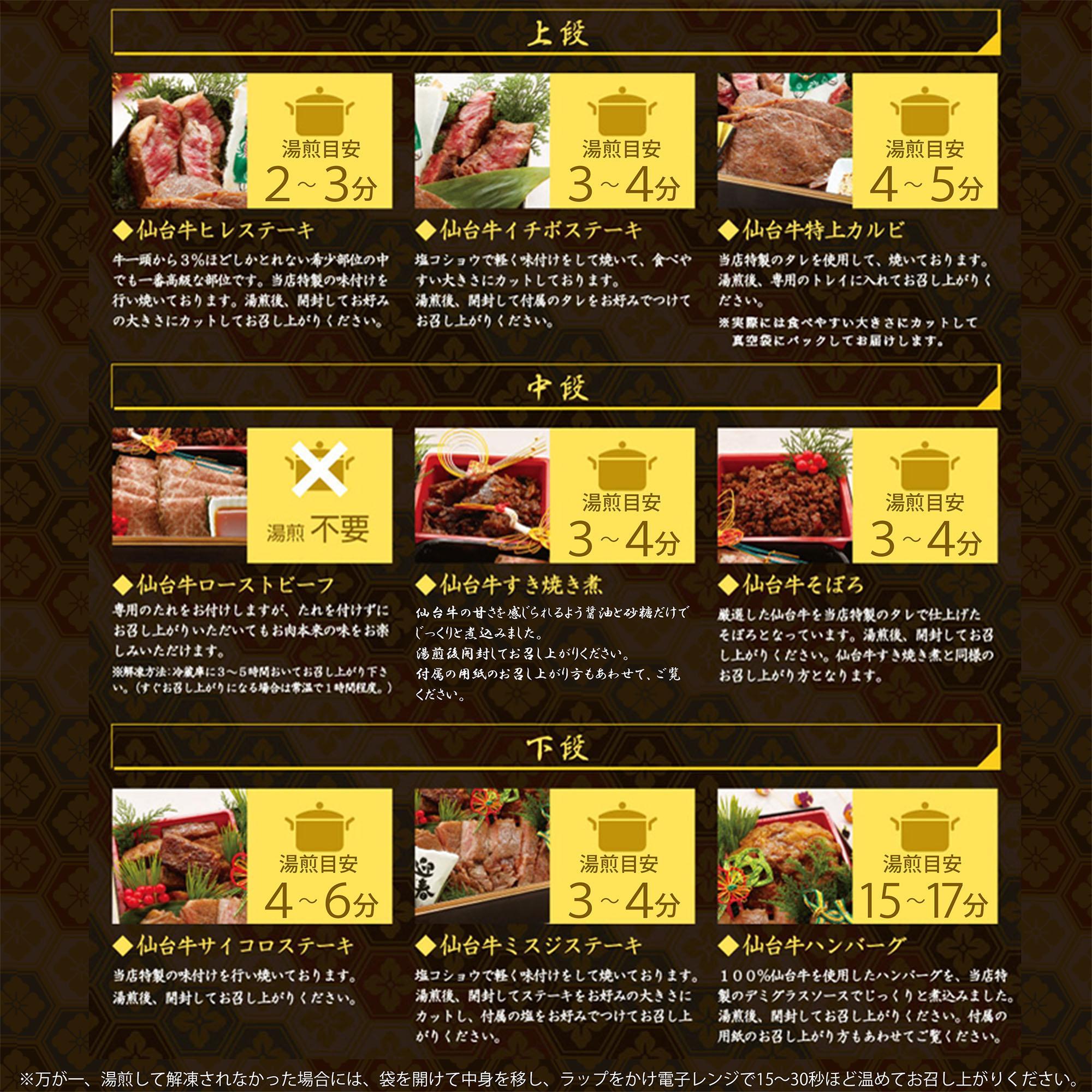 最高級A5ランク 仙台牛 お肉のおせち 3段重（5～7人前）【食品 惣菜 おせち料理 御節 お取り寄せグルメ 加工食品 人気 おすすめ  年内発送 2026 期間限定】