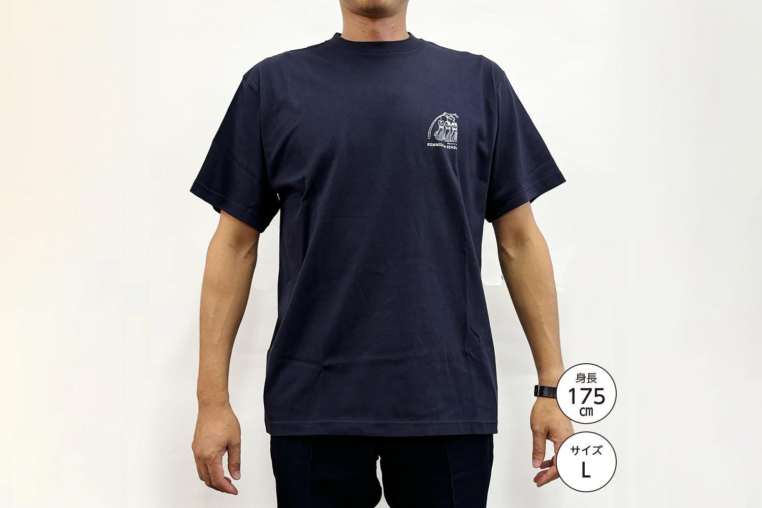 仙台・宮城の観光Tシャツ　「猫に七夕」Tシャツ　Lサイズ　［S-04］【お土産 観光 Tシャツ 宮城 仙台 七夕】