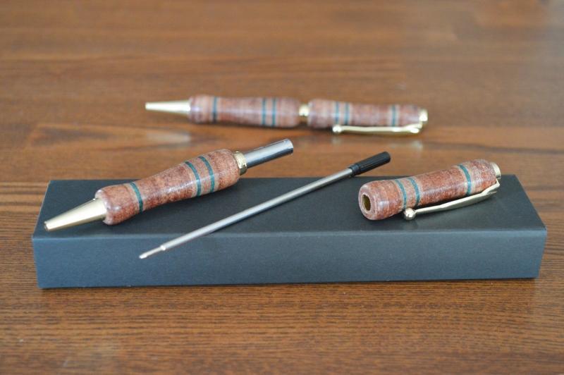 皮革工芸品 革ペン 積革技法でつくる回転式ボールペン　レッドライン【文房具 ボールペン ペン 日用品 人気 おすすめ 】