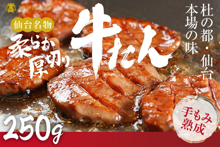 【5営業日以内発送　12/10決済分】仙台名物 柔らか厚切り牛たん 250g（250g×1袋）  [ タン元 タン中 牛タン 厚切り 食べ応え 味付き タン塩 肉厚 ジューシー 冷凍 旨味 ギフト 贈答用 焼肉 バーベキュー BBQ おかず つまみ 御中元 御歳暮 おうち焼肉 ]