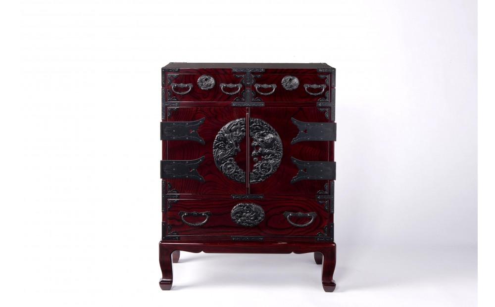 仙台箪笥　二尺猫足　両開き　木地呂塗【伝統 工芸品 グッドデザイン賞 タンス たんす 和タンス 仙台】