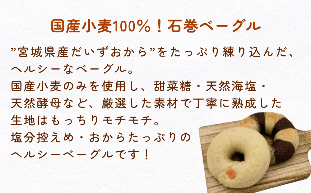 石巻ベーグルと食パンジャムセット(あんこ&くるみ)  ベーグ