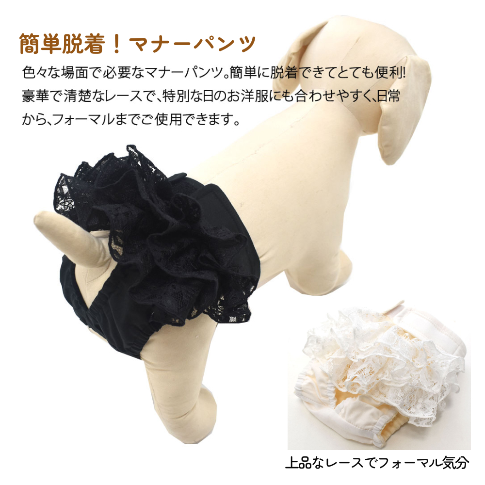 レースマナーパンツ ベージュ 中型犬M ペット用 犬 お出か