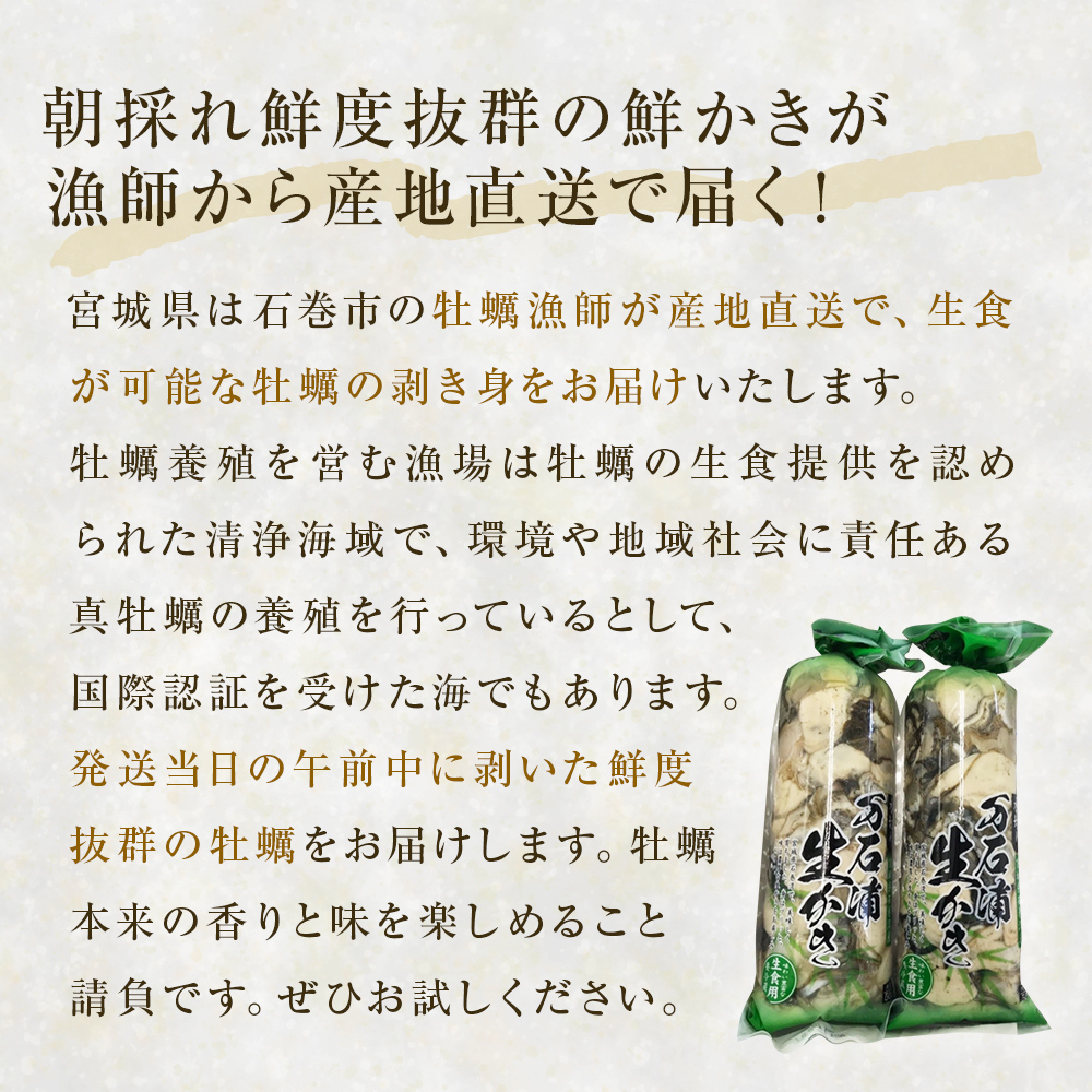 【先行予約】生牡蠣 牡蠣 生食用 かき剥き身 500g 2本入 水無