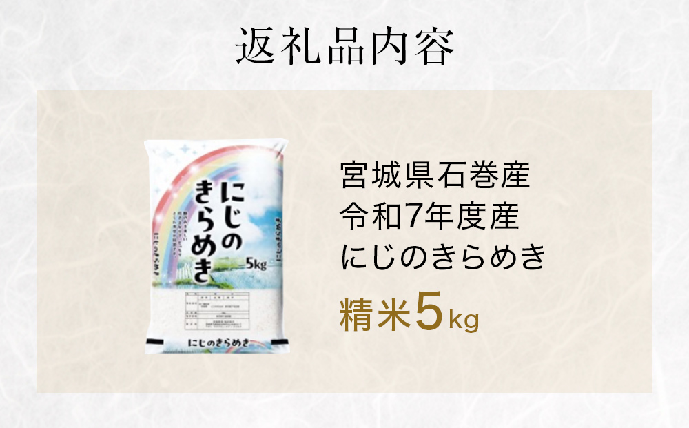にじのきらめき　精米5kg　令和7年度産