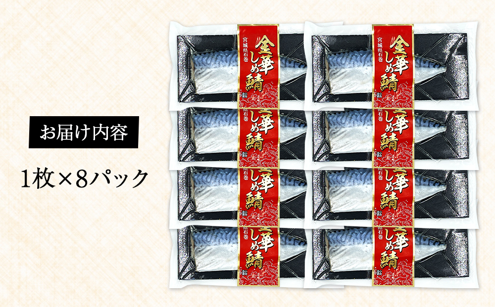 鯖 しめ鯖 宮城県産 金華しめ鯖 個包装 1枚×8パック 約960g 
